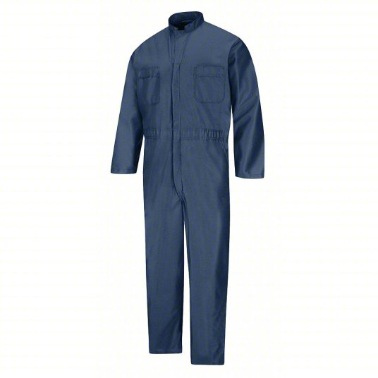 Anti-Static Coveralls, XLarge ( 48 1/2 inch x 58 inch ), Navy, Regular, Polyester, Zipper Anti-Static Coveralls RED KAP CK44NVRGXL