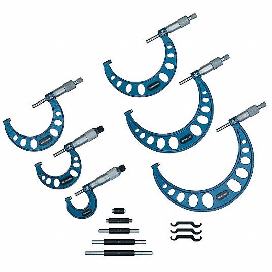 Mechanical Outside Micrometer Set, 0 in to 6 in Range, +/-0.001 in Accuracy, 6 Micrometers Mechanical Outside Micrometer Set Westward 2YNC2