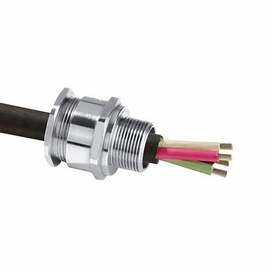 Enhanced Rating Cord Connector, Brass, 1 1/2 in MNPT, 1.22 in to 1.50 in, Silver Cord Connector Appleton Electric 50SA2F1505