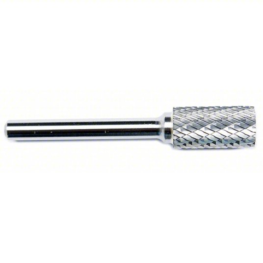 Carbide Bur, Cylinder Shank, Double Cut, 3/8 inch x 3/4 inch Head, 1/4 inch Carbide Bur Grainger Approved 19D793