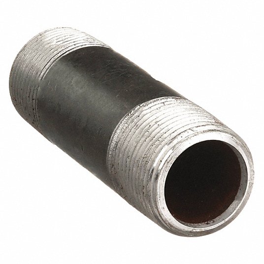 Pipe Nipple, Black Steel, 2 Inch, Pipe Schedule 80, 5 Inch, Threaded on Both Ends, Seamless Pipe Nipple Grainger Approved 1LMV3