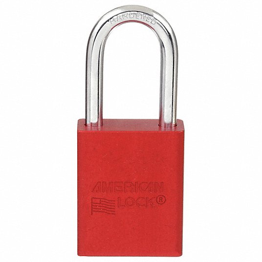 Lockout Padlock, Shackle Dia. 1/4 in1TDB6 Lockout Padlock American Lock A1106RED