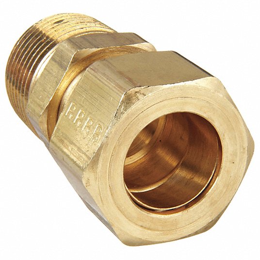 Male Connector, 3/4 in Tube Size, 3/4 in Pipe Size - Pipe Fitting, Metal, 1 1/16 in Hex Size, PK 10 Male Connector Parker 68C-12-12