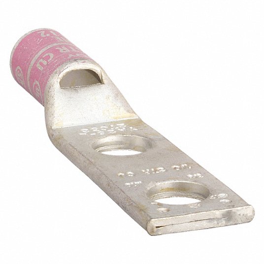 Two-Hole Lug Compression Connector, Straight Barrel, Cable Size 1/0, Standard Compression Connector Burndy YA25L2TC38