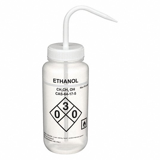 Wash Bottle, Standard Spout, Plastic, Vented Wide Mouth Wash Bottle Lab Safety Supply 24J905
