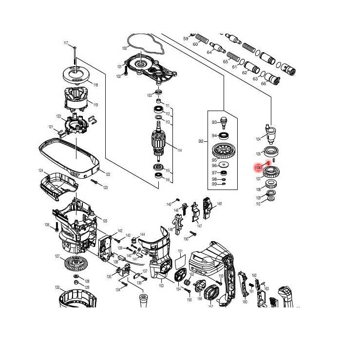 مفتاح 5 للموديلات HR4040C, HR5212C, HR4000C, LC1230 مفتاح ماكيتا 254229-2