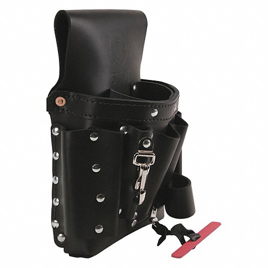 حقيبة أدواط من الجلد, لون أسود, لأقصى عرض للحزام 3 بوصة 2DFT6 حقيبة أدوات كلين 5162T