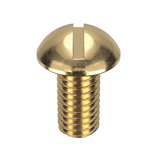 Machine Screw, #10-32, Round, Slotted, Brass, Plain, 3/8Inch Length, PK 100 Screw Grainger Approved 06410-1106-450