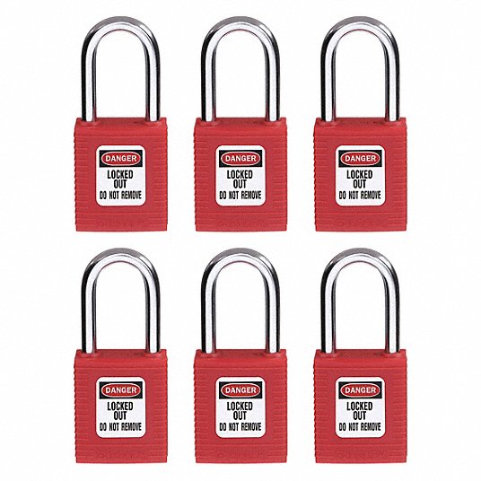 Lockout Padlock, PK 6 Lockout Padlock Brady 51339