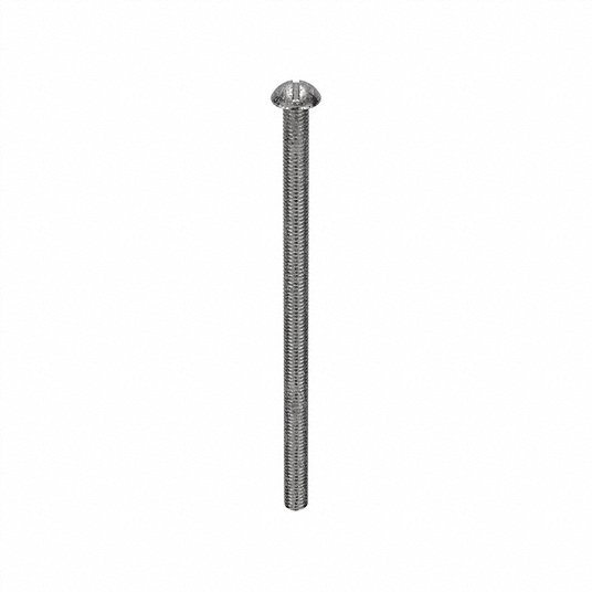 Machine Screw, #10-32, Round, Slotted, 18-8 (304) Stainless Steel, Plain, 3 1/2Inch Length Machine Screw Grainger Approved 2BA38