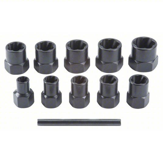 Screw Extractor Set, Spiral Flute Bolt Extractor Socket, 10 Pieces Screw Extractor Set Proto J69X00