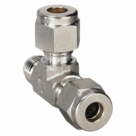 Union Tee, 1/4 in Tube Size, Metal, 1/2 in Hex Size764L SS 1/4 Union Tee Ham-Let 764L SS 14