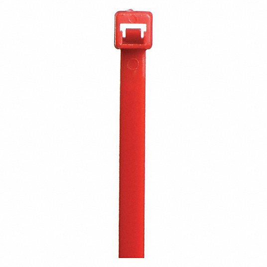 Cable Tie, 8 inch Nominal Length, 1 15/16 inch Nominal Max. Bundle Dia., 0.14 inch Width, Red, 100 Packet Cable Tie Power First 36J221