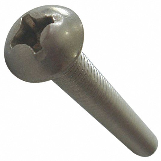 Machine Screw,1/4Inch-20, Round, Phillips, 18-8 Stainless Steel, Plain, 2Inch Length, PK 100 Screw Grainger Approved 3AWE9