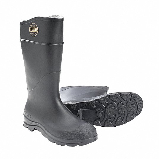 HONEYWELL, Rubber Boot, Men's, 9, Knee, Steel Toe Type, PVC, Black, 1 PR Rubber Boot Honeywell Servus 18821 SIZE-9
