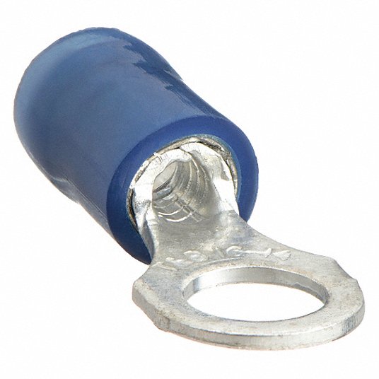 Ring Terminal, Blue Nylon, Overlapped Seam, 18 to 14 AWG, 100 PK Ring Terminal Sta-Kon RB14-8
