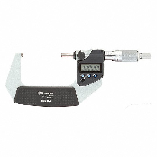 IP65 Digital Outside Micrometer, Range 2 in to 3 in, 50.8 to 76.2 mm, IP Rating IP654CGF9 Digital Outside Micrometer Mitutoyo 293-346-30