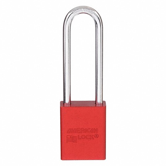 Lockout Padlock, Shackle Dia. 1/4 in4END4 Lockout Padlock American Lock A1107RED