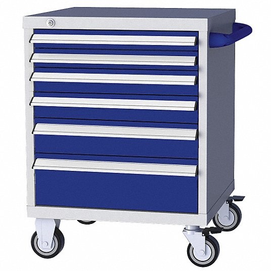 خزانة أدراج قابلة للتحرك, 6 أدراج, 28 3/4 بوصة × 28 3/4 بوصة × 46 1/2 بوصة, رمادي  خزانة أدراج جرينجر ابروفد 49Y101