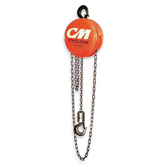 Manual Chain Hoist, 4000 lb Load Capacity, 10 ft Hoist Lift, 1 5/16 in Hook Opening Chain Hoist Cm Cyclone 4626