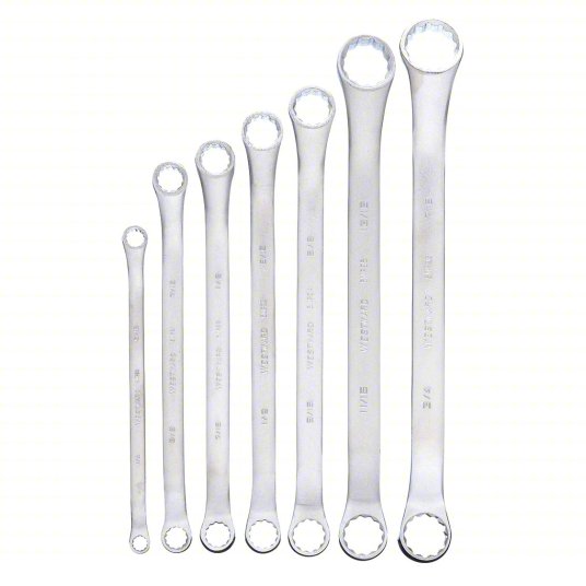 Box End Wrench Set, Satin, Insulated No, 1/4 inch to 7/8 inch, 7 PC Box End Wrench Set Westward 4YR19