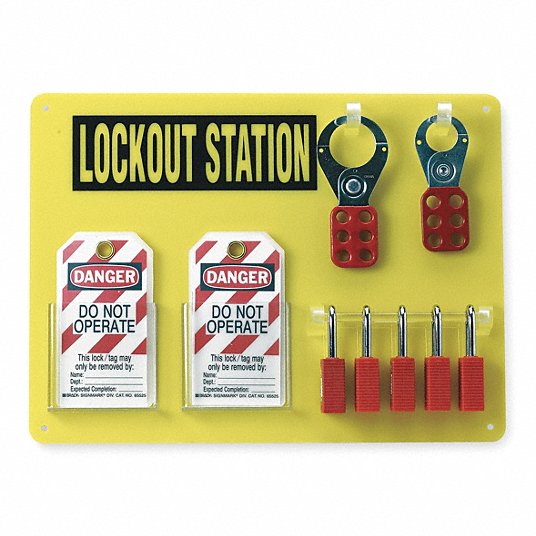 Lockout Station, Filled, General Lockout/Tagout, 11 1/2 in x 15 1/2 in Lockout Station Brady 51181