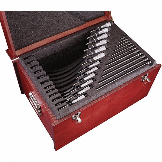 مجموعة ميكرومتر خارجي ميكانيكي, النطاق من 0 إلى 12 بوصة, عدد الميكرومترات 12  مجموعة ميكرومتر خارجي ميكانيكي ستارريت S436EXRLZ