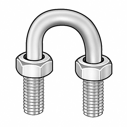 U-Bolt, Standard, Low Carbon Steel, Zinc, 1/2Inch-13, 1 1/2Inch Thread Length, PK 50 U-Bolt Grainger Approved 50104 0