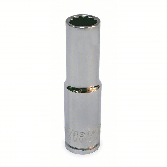 Socket, 3/8 inch Drive Size, 3/4 inch Socket Size, 12-Point, Deep, Chrome Socket Westward 5MV86