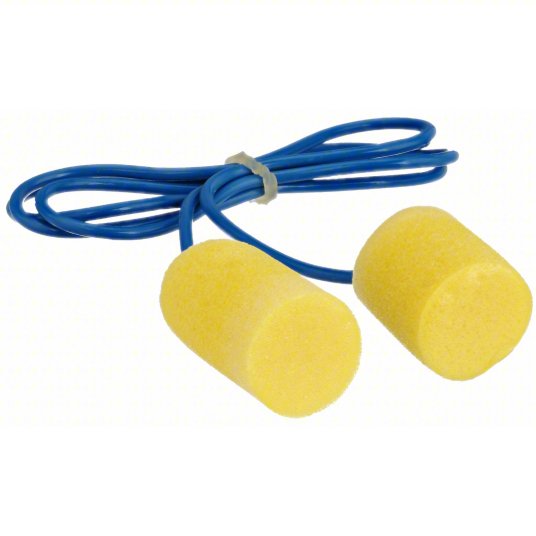 Ear Plugs: Cylinder, 29 dB NRR, Gen Purpose, Corded, Roll-Down, Yellow, 200 PK Ear Plugs 3M 311-1101