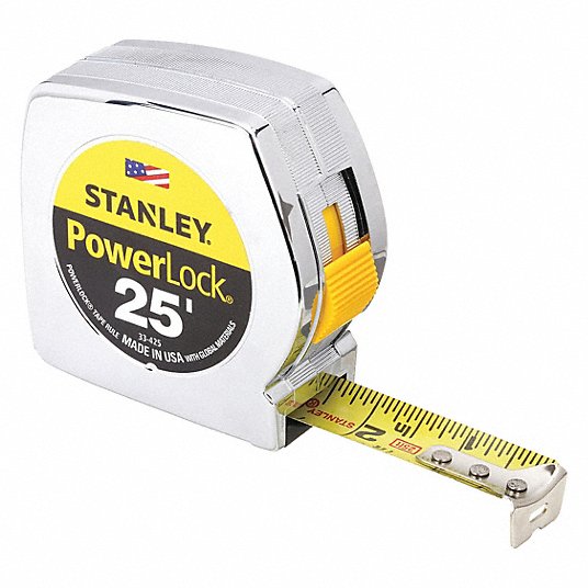 25 ft Steel SAE Tape Measure, Chrome Tape Measure Stanley 33-425