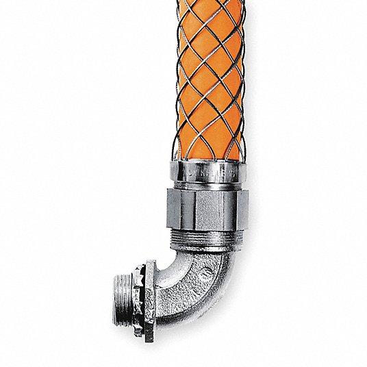 Liquid-Tight Conduit Fitting with Strain Relief: 1 1/2 in Trade Size, Non-Insulated, 90° Elbow Liquid-Tight Conduit Fitting Hubbell Wiring Device-Kellems H1509CNK