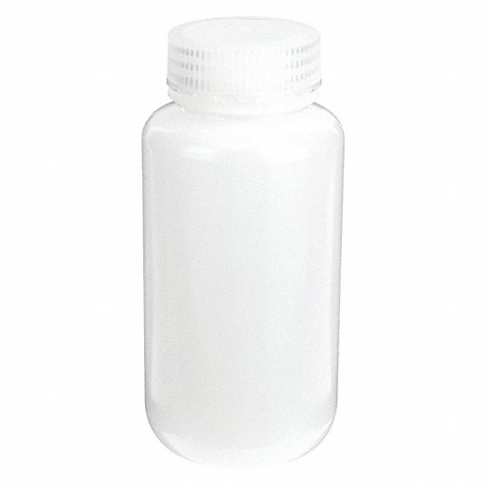 Wide Mouth Round Bottle, Reagent, Plastic, 250 mL, Clear, 12 PK Bottle Lab Safety Supply 6FAJ8