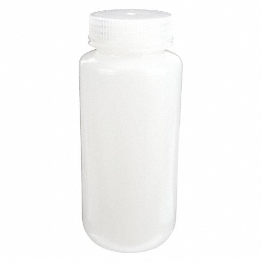 Wide Mouth Round Bottle, Reagent, Plastic, 500 mL, Clear, 12 PK Bottle Lab Safety Supply 6FAJ9