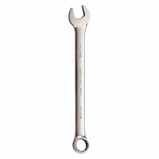 Combination Wrench, Alloy Steel, Satin, 1 11/16 inch Head Size, 22 3/4 inch Overall Length, Offset Combination Wrench Westward 54RY96