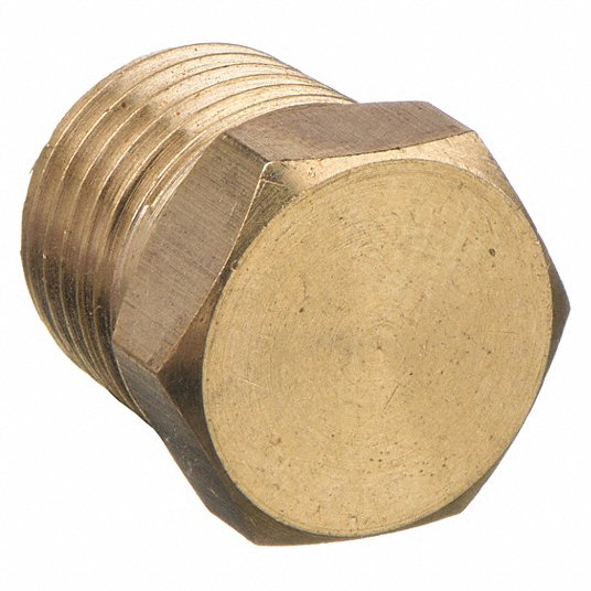Hex Head Plug, Brass, 1/8Inch Pipe Size, Male NPT, 10 PK Hex Head Plug Grainger Approved 6AZA5