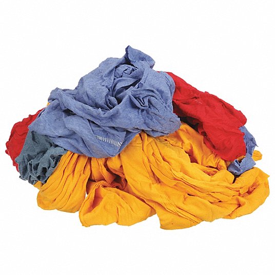 Cloth Rag, T-Shirt, Assorted, Varies, 25 lb Cloth Rag Grainger Approved 245-25