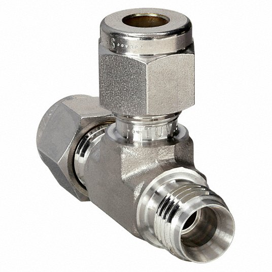 Union Tee, 1/2 in Tube Size, Metal, 13/16 in Hex Size, Stainless Steel Union Tee Ham-Let 764L   SS 12