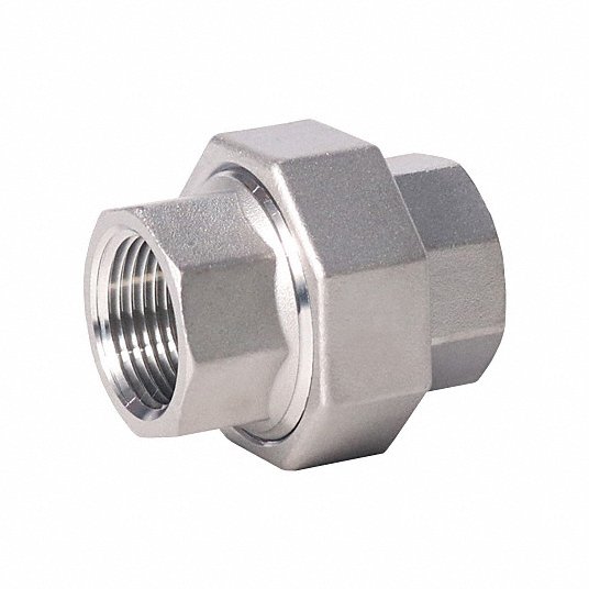 Union, 304 Stainless Steel, 1 in x 1 in Fitting Pipe Size, Female NPT x Female NPT, Class 150 Union Grainger Approved 1LUF4