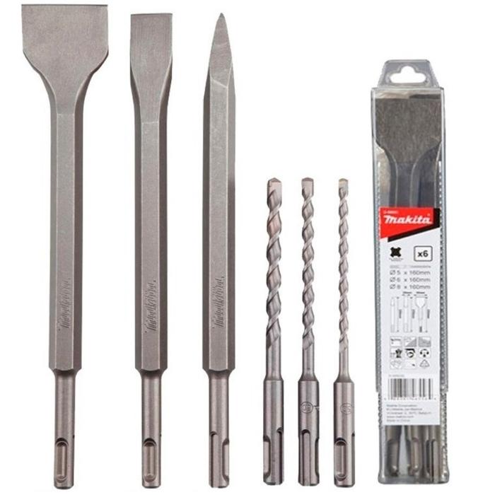 Accessories, SDS-PLUS drill bit / chisel set (6PCS/SET) Accessories Makita D-58920