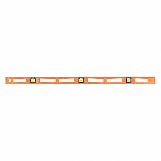 I-Beam Level, 48 inch Lg, 3 Vials, Orange, Structo-Cast (R) Plastic, Nonmagnetic Spirit Level Johnson 7748-O