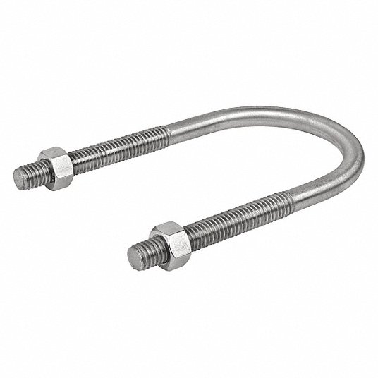 Standard U-Bolt: 316 Stainless Steel, Plain, 3/8"-16 Thread Size, 2 in Inside Wd/Dia, 3 inch Inside Hight Standard U-Bolt Calbrite S61500UB00