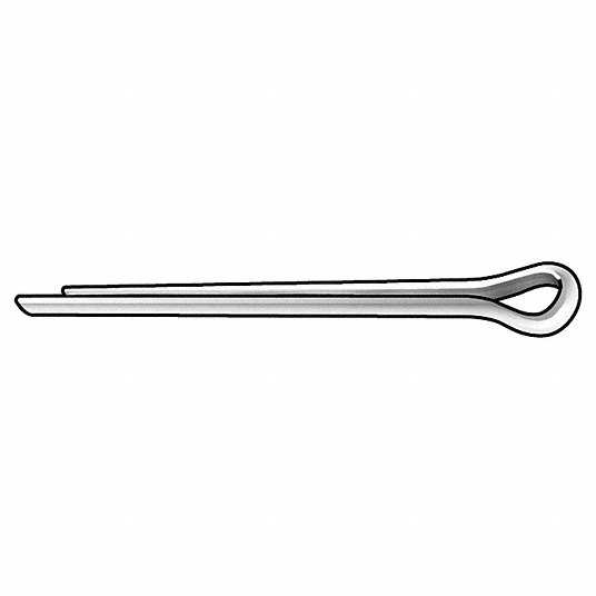 Cotter Pin, Extended Prong, Low Carbon Steel, 1008, Zinc Plated,  1 3/4 in, 5/32 in Pin Dia., PK100 Cotter Pin Grainger Approved 00-156-1750-P