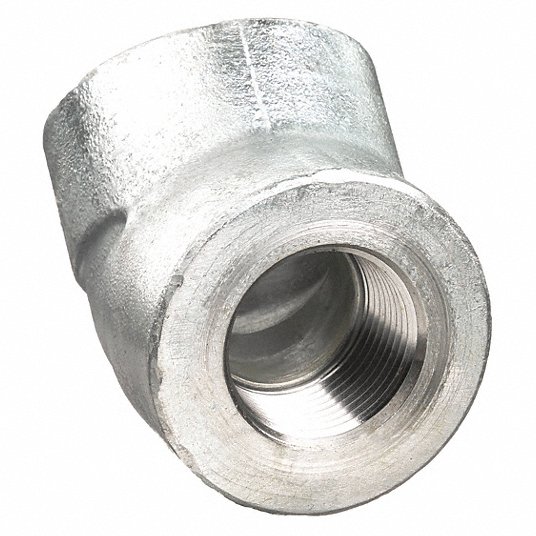 Elbow, 45° , Forged Steel, 1/2Inch x 1/2Inch Pipe Size, NPT x NPT, Class 3000 Elbow Grainger Approved 1MPE3