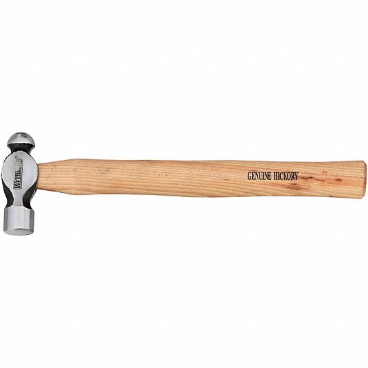 Ball Pein Hammer, Wood, Steel Head, 12 oz Head Wt, 27 inch Face Dia, 13 inch Overall Length, Plain Grip Ball Pein Hammer Westward 2DBR7