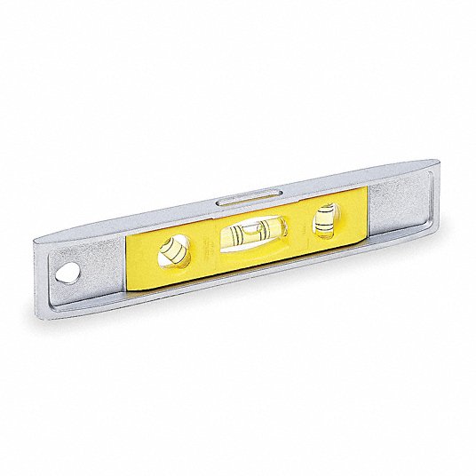 Aluminum Spirit Level, Magnetic, With Three Vials, 23 cm, 9 Inch Aluminum Torpedo Level Stanley 42-465