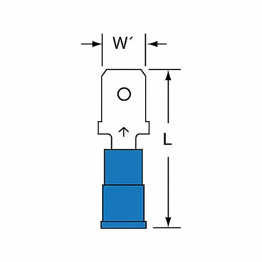 Blue Male Disconnect, Nylon Insulation Type, 16 to 14 AWG Wire Range Blue Male Disconnect 3M MNG14-250DMK