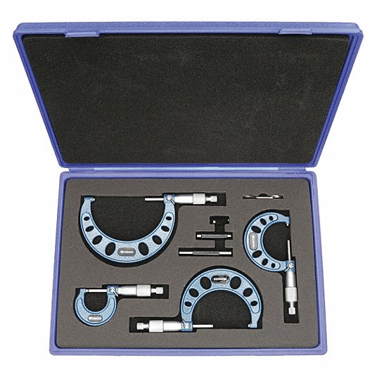 Mechanical Outside Micrometer Set, 0 inch to 4 inch Range, +/-0.001 inch Accuracy, 4 Micrometers Mechanical Outside Micrometer Set Westward 2YNC1