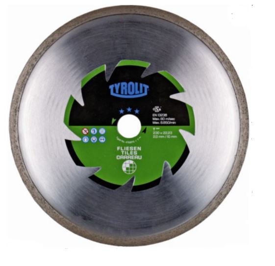 DIAMOND DISC DRY FOR TILES , CUTTING RIM TYP, 230X2X22,23 mm DIAMOND DISC DRY Tyrolit 633339 475986
