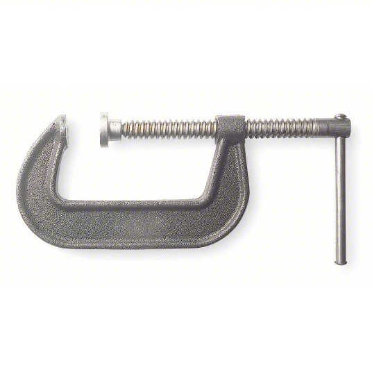 C-Clamp, 6 inch Max. Opening, 2 3/4 inch Throat Depth, Cast Iron, 2,450 lb Clamping Pressure, Gray C-Clamp Westward 2LAY7